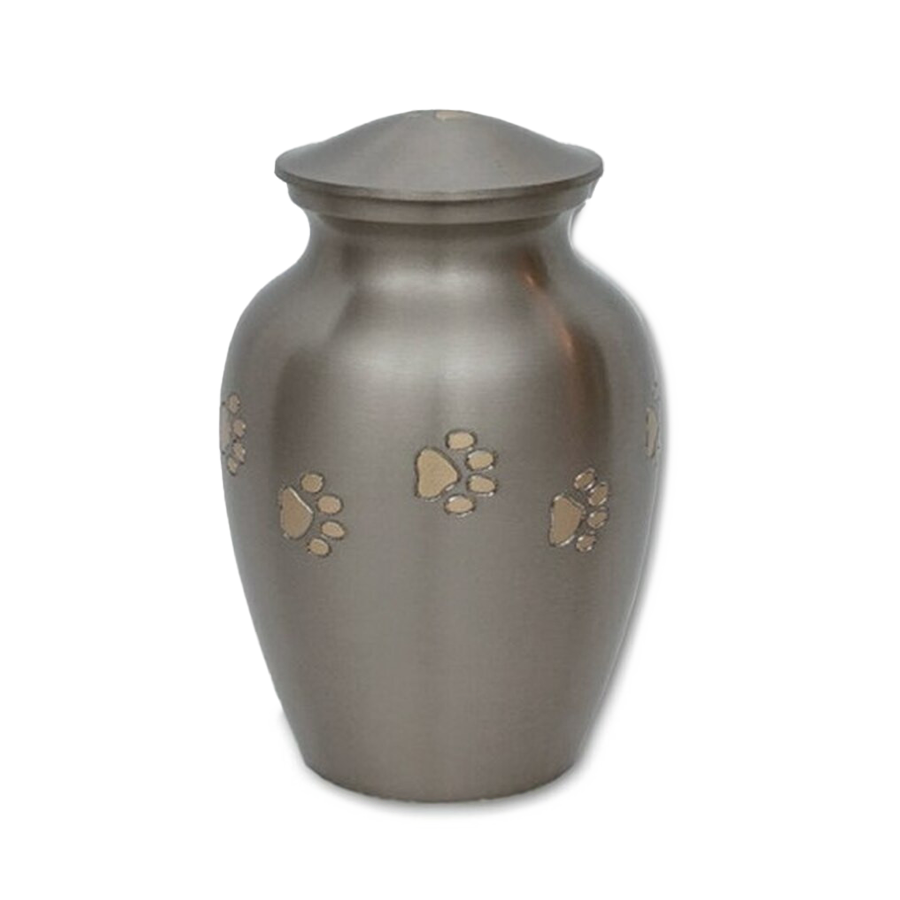 Classic Pewter Paw Print Pet Small Keepsake Urn