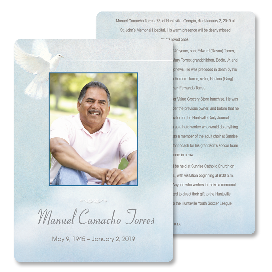 Divine Flight Signature Obituary Keepsake